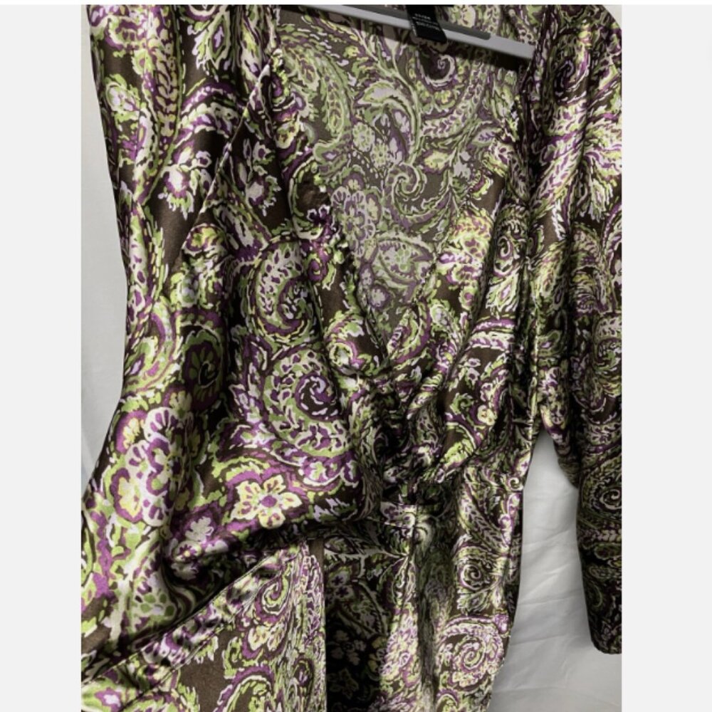 Lane Bryant Womens Empire Waist Blouse Top Paisley Purple Green Plus size 22 24 - Picture 5 of 7